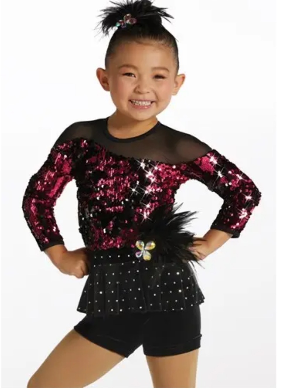 Weissman Showtime "Wildside" sequin peplum biketard size IC
